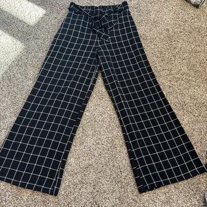 Mine Black and White Grid Wide Leg Pants